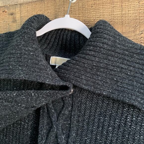 Michael Kors Cable Knit Short Sleeve Cardigan Sweater Navy Blue Size Large - Picture 5 of 9